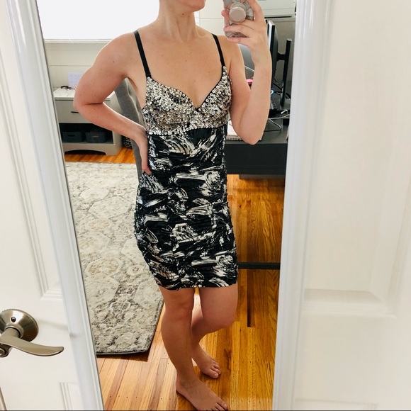 Ju-Ju-Be Dresses & Skirts - *SOLD* Silver & Black Bodycon Bustier Dress